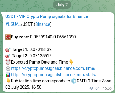 USUAL pump verification image from Binance, 02 July 2025, 18:36
