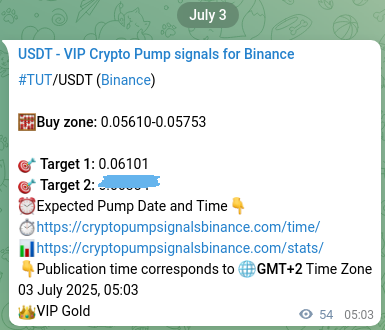 Trading signal proof: TUT pump from Binance, 03 July 2025, 06:33 Trading signal proof: TUT pump from Binance, 03 July 2025, 06:33