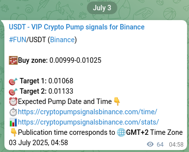 Crypto market signal proof: FUN pump on Binance, 03 July 2025, 06:45 Crypto market signal proof: FUN pump on Binance, 03 July 2025, 06:45