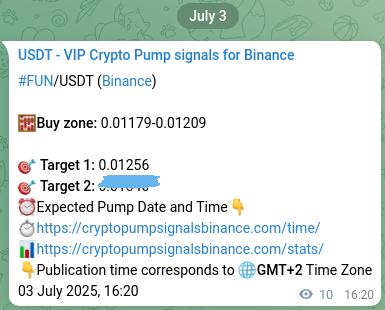 Verify the crypto pump signal confirmation for FUN on Binance, 03 July 2025, 16:36 Crypto pump signal confirmation: FUN on Binance, 03 July 2025, 16:36