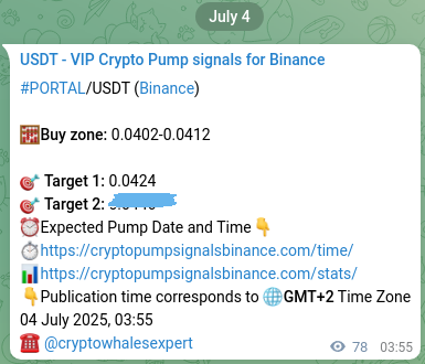 Crypto market signal confirmation: PORTAL pump on Binance, 04 July 2025, 06:05