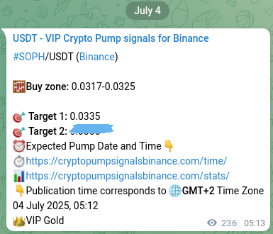 Binance pump signal verification for SOPH at 04 July 2025, 11:44