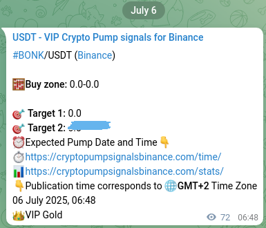 Market signal verification: BONK on Binance at 06 July 2025, 08:48