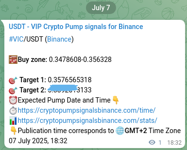 Real-time proof of VIC pump signal on Binance, 07 July 2025, 18:34