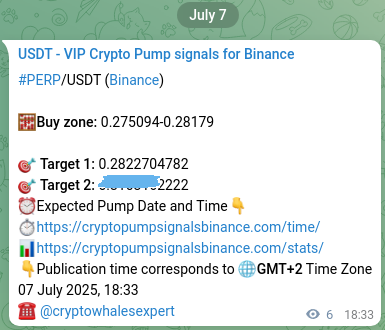 Binance exchange signal proof for PERP, 07 July 2025, 18:43