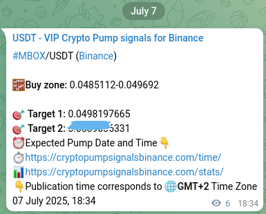 Market signal verification: MBOX on Binance at 07 July 2025, 18:44