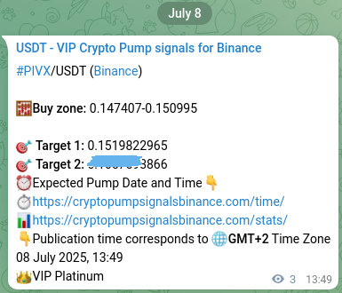 PIVX pump signal verification from Binance, timestamp: 08 July 2025, 13:55