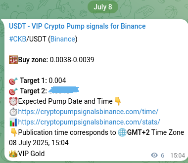 Trading signal proof: CKB pump from Binance, 08 July 2025, 15:14