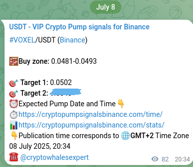 Signal authentication: VOXEL pump on Binance at 08 July 2025, 22:50