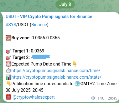 SYS pump signal verification from Binance, timestamp: 09 July 2025, 00:38