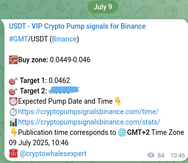 Authenticated GMT pump signal on Binance, 09 July 2025, 13:06