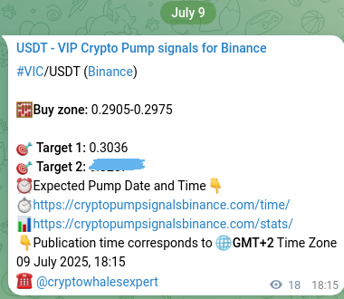 Binance exchange signal confirmation for VIC, 09 July 2025, 18:46