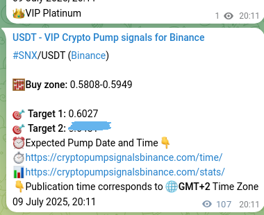 SNX pump signal verification from Binance, timestamp: 09 July 2025, 23:08