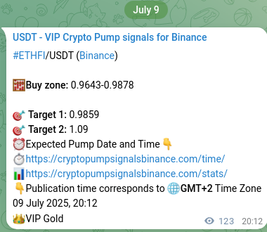 ETHFI pump signal confirmation from Binance, timestamp: 09 July 2025, 23:34