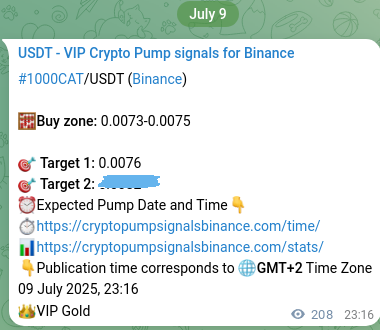 Crypto pump signal confirmation: 1000CAT on Binance, 10 July 2025, 05:02