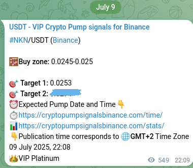 Binance signal proof for NKN, 10 July 2025, 13:18