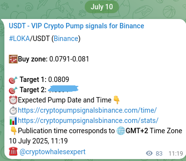Crypto signal verification: LOKA on Binance, 10 July 2025, 13:38