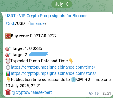 Crypto signal verification: SKL on Binance, 10 July 2025, 22:52