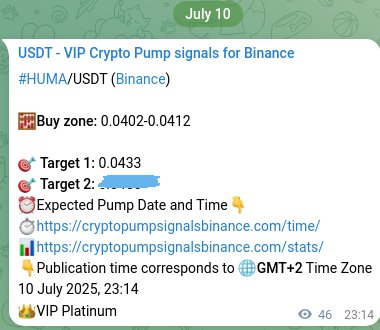 View the market signal proof for HUMA pump from Binance, 11 July 2025, 00:30 Market signal proof: HUMA pump from Binance, 11 July 2025, 00:30