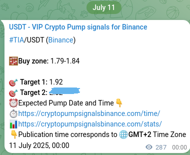 View the market signal proof for TIA pump from Binance, 11 July 2025, 07:51 Market signal proof: TIA pump from Binance, 11 July 2025, 07:51