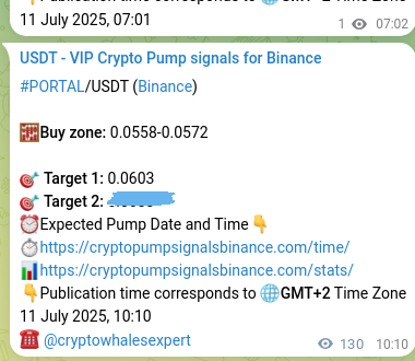 Crypto pump signal analytics for PORTAL on Binance, 11 July 2025, 13:47 Crypto pump signal analytics for PORTAL on Binance, 11 July 2025, 13:47