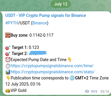Market signal verification: PYTH on Binance at 13 July 2025, 07:00