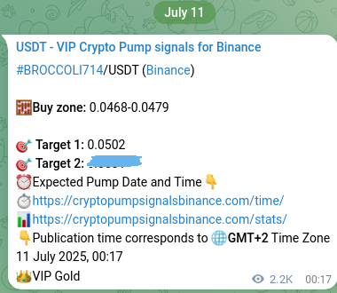 Crypto market signal confirmation: BROCCOLI714 pump on Binance, 13 July 2025, 14:15