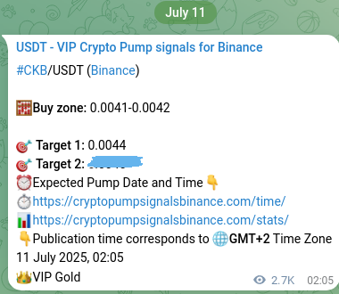 Binance pump signal confirmation for CKB at 14 July 2025, 06:18