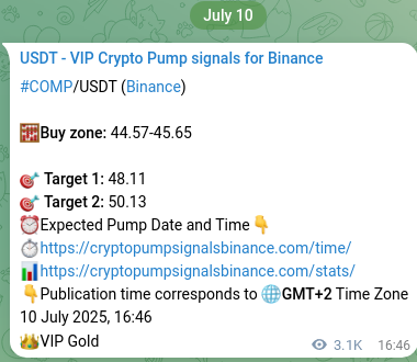 COMP pump signal confirmation from Binance, timestamp: 14 July 2025, 08:07