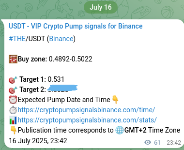 Proof of THE pump signal on Binance at 17 July 2025, 01:24