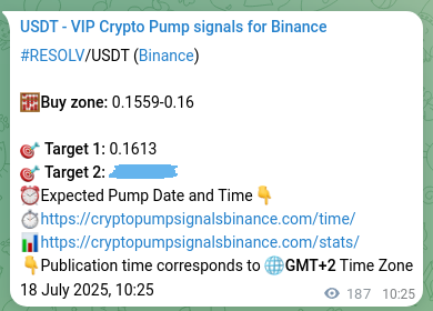 Validate precision rate: RESOLV pump signal accuracy score on Binance, 18 July 2025, 15:35 Strategy confirmation: RESOLV pump signal methodology on Binance, 18 July 2025, 15:35