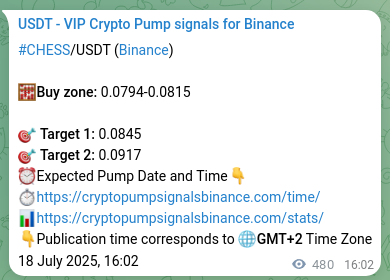 Signal verification: CHESS pump on Binance at 19 July 2025, 05:21