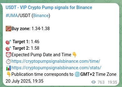 Crypto signal verification: UMA on Binance, 21 July 2025, 16:47