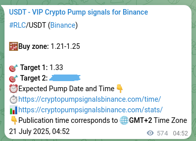 Predictive verification: RLC pump signal reliability on Binance, 21 July 2025, 20:50
