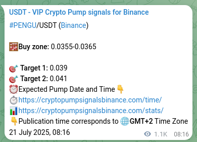Authenticate the signal for PENGU pump on Binance at 22 July 2025, 15:44 Signal authentication: PENGU pump on Binance at 22 July 2025, 15:44