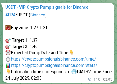 Binance trading signal proof for ERA pump, 24 July 2025, 05:06