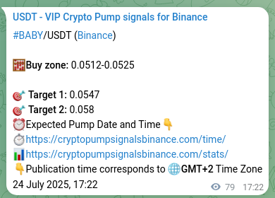 BABY pump signal confirmation from Binance, timestamp: 24 July 2025, 19:33