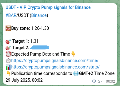 BAR pump signal verification from Binance, timestamp: 29 July 2025, 00:46