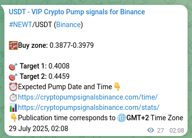 Signal verification: NEWT pump on Binance at 29 July 2025, 02:50