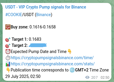Market signal authentication: COOKIE on Binance at 29 July 2025, 08:32