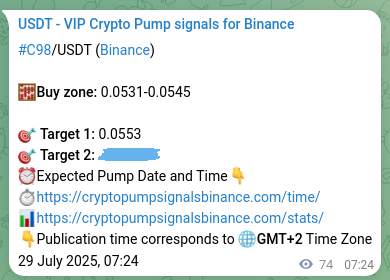 Probability confirmation: C98 trading signal success on Binance, 29 July 2025, 09:27