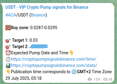 Success verification: ACA signal achievement proof on Binance, 29 July 2025, 09:42
