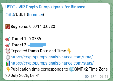 Authenticated BIO pump signal on Binance, 29 July 2025, 11:43