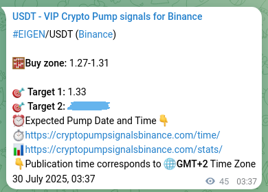 Crypto signal proof: EIGEN pump on Binance, 30 July 2025, 04:48