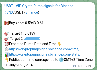 Authenticated SNX pump signal on Binance, 31 July 2025, 02:45