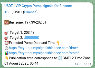 BIFI pump signal verification from Binance, timestamp: 01 August 2025, 00:54
