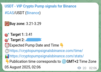 Binance pump signal proof for GAS on 05 August 2025, 02:38