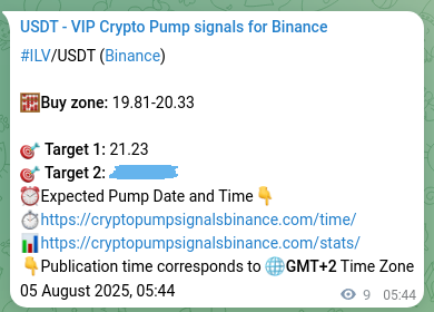 Crypto market signal proof: ILV pump on Binance, 05 August 2025, 05:58