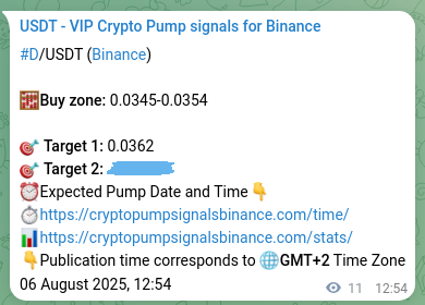 Proof of D pump signal on Binance at 06 August 2025, 13:11