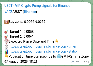 Quantitative verification: A2Z trading signal proof on Binance, 07 August 2025, 20:17